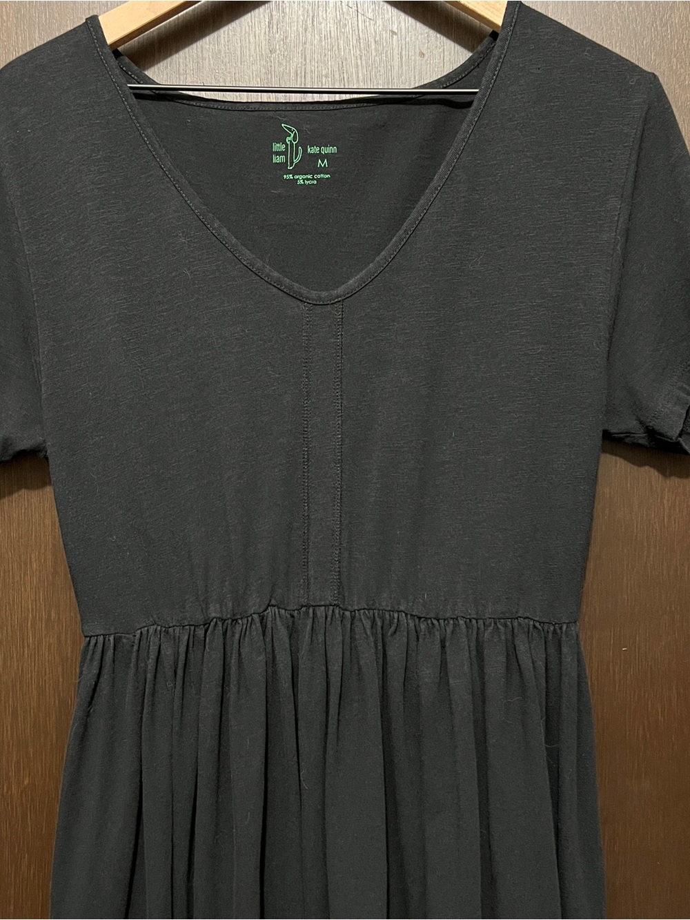 kate quinn Black V-Neck Gathered Lounge Dress Size M